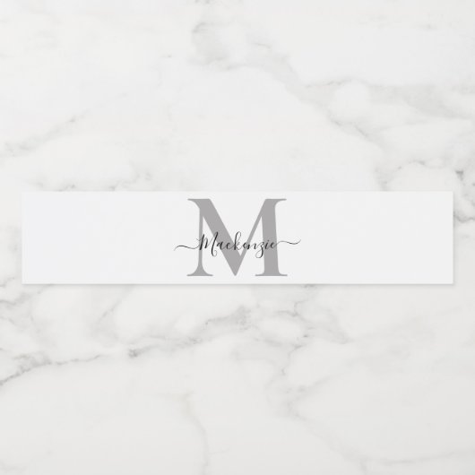 Naam Monogram Initiaal personaliseren Waterfles Etiket (Enkel label)