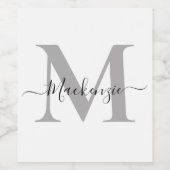 Naam Monogram Initiaal personaliseren Wijn Etiket (Enkel label)