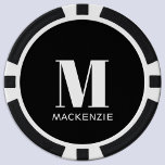 Naam Monogram Initiaal Poker Chips<br><div class="desc">Moderne typografie minimalistisch monogram initiaal naamontwerp dat kan worden gewijzigd om te personaliseren.</div>