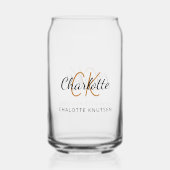 Naam monogram initiaal schrift blikvorm glas (Achterkant)