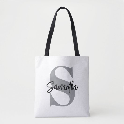 Naam Monogram Initiaal Tote Bag (Voorkant)