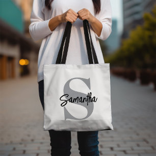 Naam Monogram Initiaal Tote Bag