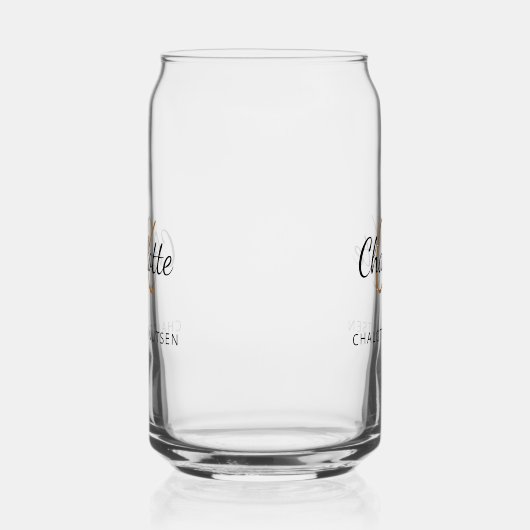 Naam monogram initialen script blikvorm glas (Links)