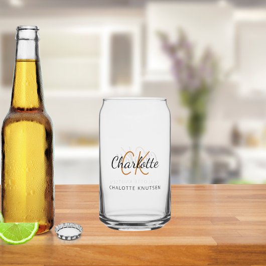 Naam monogram initials script blikvorm glas