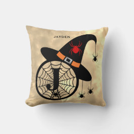 Naam Monogram J Halloween Sky Witch Spiders Kussen