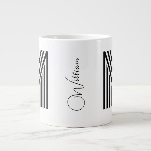 Naam & Monogram JumboCup | gepersonaliseerd Initia Grote Koffiekop (Voorkant)