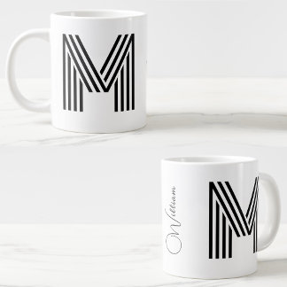 Naam & Monogram JumboCup | gepersonaliseerde Initi Grote Koffiekop
