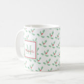 Naam Monogram Kerst Holly Koffiemok (Voorkant links)