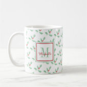 Naam Monogram Kerst Holly Koffiemok (Links)