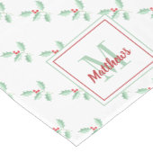 Naam Monogram Kerst Holly Korte Tafelloper (Hoek)