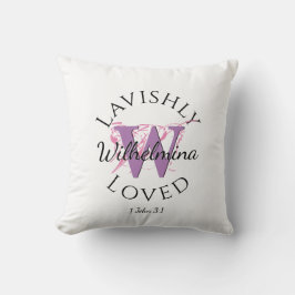  | Naam monogram LAVISHLY LOVED Lila W Kussen