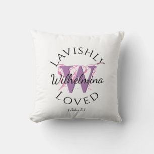 Naam monogram LAVISHLY LOVED Lila W Kussen