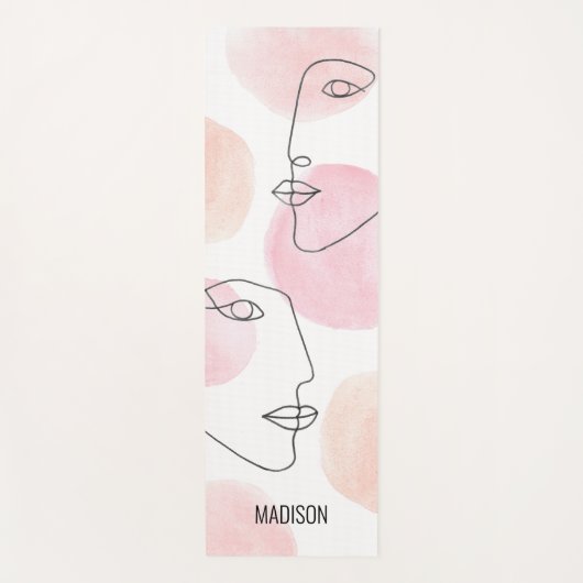 Naam Monogram lijn Tekeningsvlakken roze Yogamat (Voorkant)