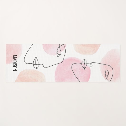 Naam Monogram lijn Tekeningsvlakken roze Yogamat (Voorkant (horizontaal))