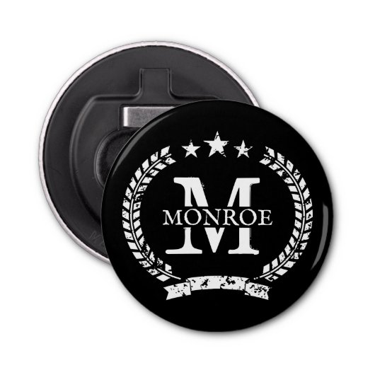 naam monogram magnetisch bier flesopener button flesopener (Voorkant)