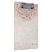 Naam Monogram Mandala Lotus Yoga Roos Gold Chic Klembord (Rechts)