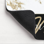 Naam Monogram Marble Gold Elegant Back White Muismat (Hoek)