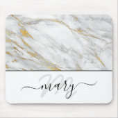 Naam Monogram Marble Gold Grey White Abstract Muismat (Voorkant)