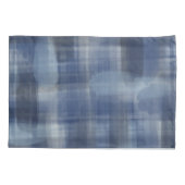 Naam monogram marineblauwe waterverf plaid tartan kussensloop (Achterkant-Links)