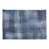Naam monogram marineblauwe waterverf plaid tartan kussensloop (Achterkant-Rechts)
