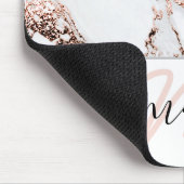 Naam Monogram marmer Roos Roze Wit Abstract Muismat (Hoek)
