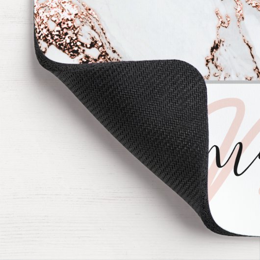 Naam Monogram marmer Roos Roze Wit Abstract Muismat (Hoek)
