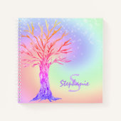 Naam Monogram Meisje Rainbow Sparkles Schetsboek Notitieboek (Voorkant)