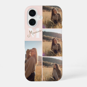 Naam Monogram Meisjesachtig Schrift 4 Foto Blush R iPhone 16 Hoesje