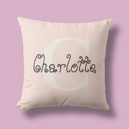 Naam Monogram Meisjesachtig Whimsical Handgeschrev Kussen