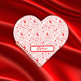 Naam Monogram met rode harten op wit | Notitieboek