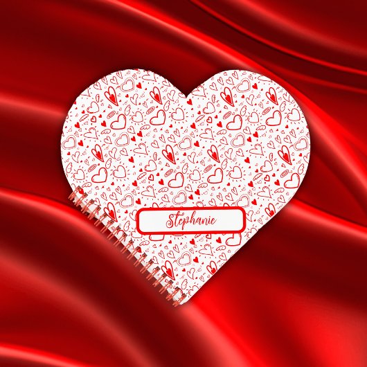 Naam Monogram met rode harten op wit | Notitieboek