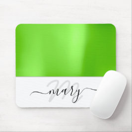 Naam Monogram Minimaal Fris Groen Wit Modern Muismat