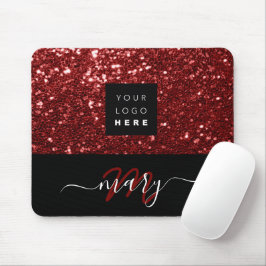 Naam Monogram Minimale Bourgogne Glitter Logo Muismat