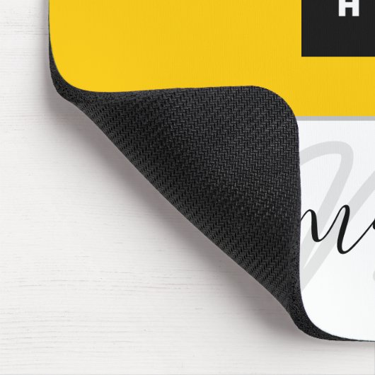 Naam Monogram Minimale Gele Lemon White Logo Muismat (Hoek)