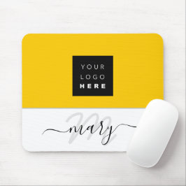 Naam Monogram Minimale Gele Lemon White Logo Muismat