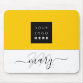 Naam Monogram Minimale Gele Lemon White Logo Muismat (Voorkant)