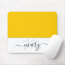 Naam Monogram Minimale Gele Lemon White Modern Muismat