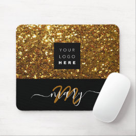 Naam Monogram Minimale Gold Glitter Logo Muismat
