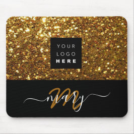 Naam Monogram Minimale Gold Glitter Logo Muismat
