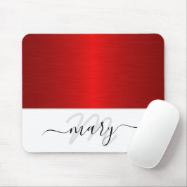 Naam Monogram Minimale Rood Zwart Witte Modern Muismat