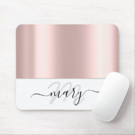 Naam Monogram Minimale Roos Blush White Modern Muismat