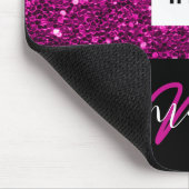 Naam Monogram Minimale Roze Glitter Logo Muismat (Hoek)