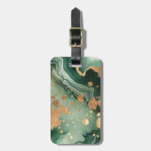 Naam Monogram Modern Goud & Groene Geode | Bagagelabel (Voorkant verticaal)