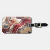 Naam Monogram Modern Goud & Maroon Geode | Bagagelabel (Voorkant horizontaal)