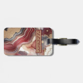 Naam Monogram Modern Goud & Maroon Geode | Bagagelabel (Achterkant horizontaal)