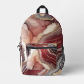 Naam Monogram Modern Goud & Maroon Geode | Bedrukte Rugzak (Voorkant)