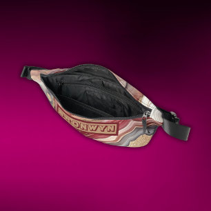 Naam Monogram Modern Goud & Maroon Geode   Heuptasje