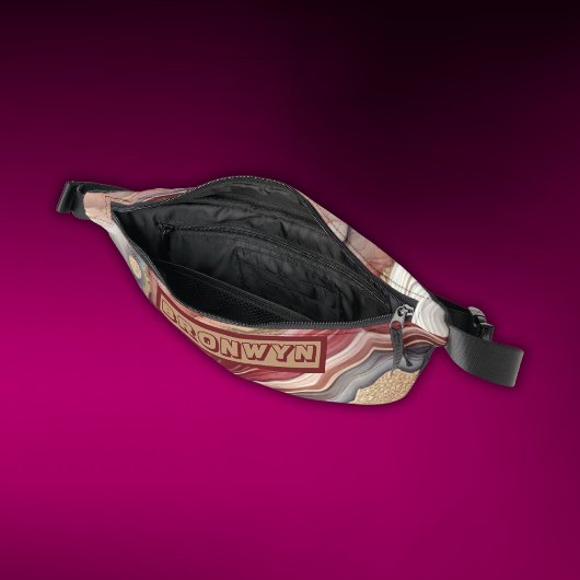 Naam Monogram Modern Goud & Maroon Geode | Heuptasje