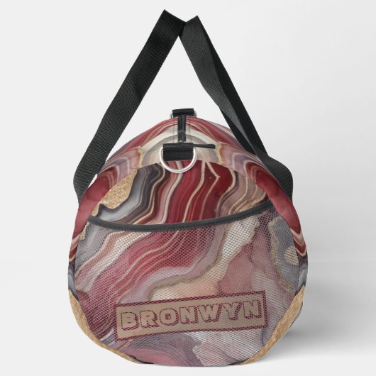 Naam Monogram Modern Goud & Maroon Geode | Plunjezak (Rechts)