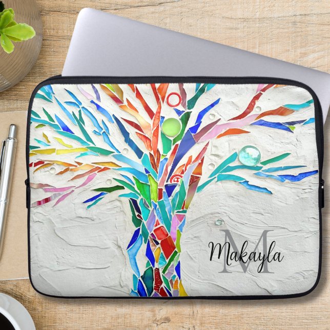 Naam Monogram Mosaic Laptop Sleeve (Creator heeft geüpload)